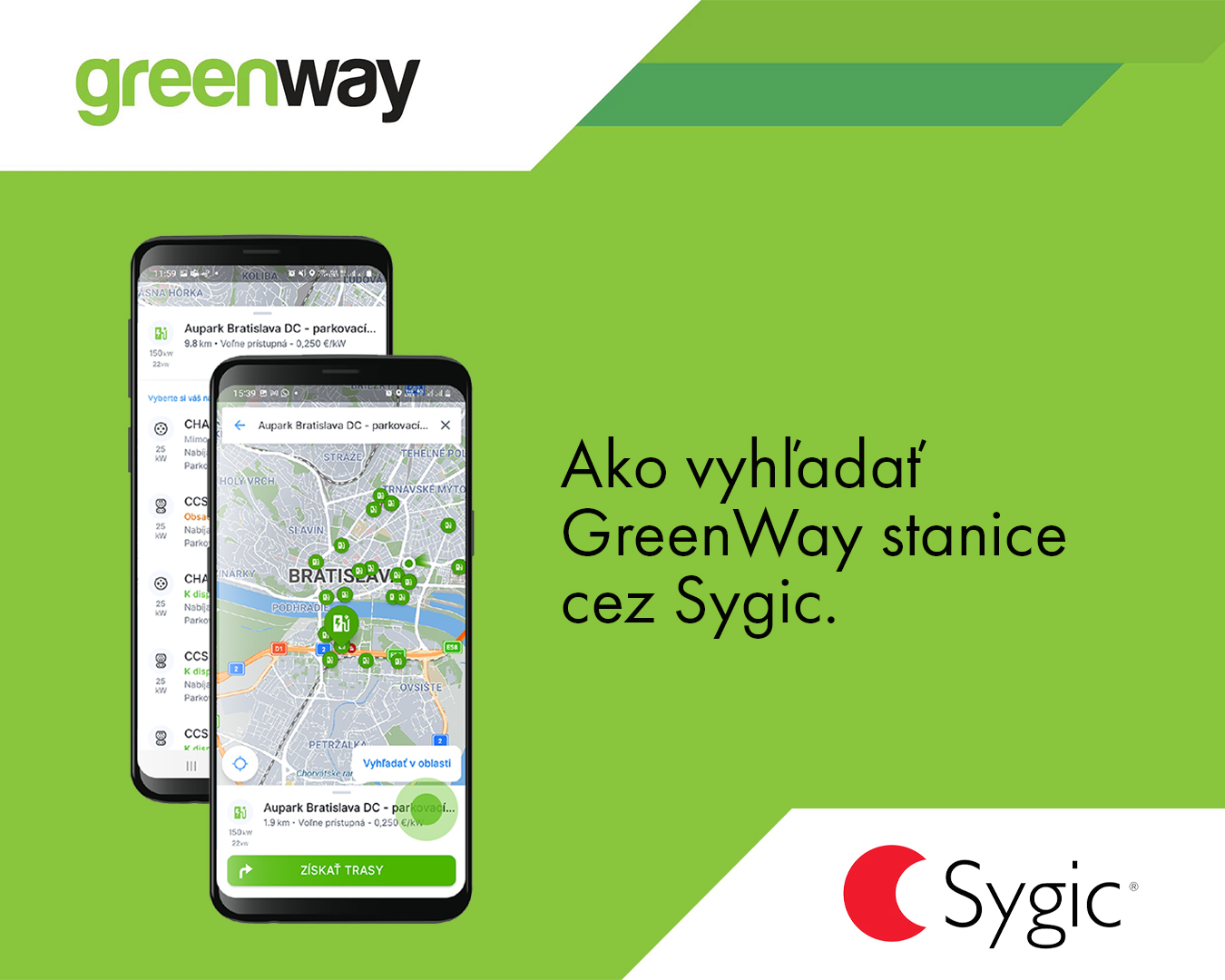 Nabíjanie elektromobilu na staniciach GreenWay  spustíte priamo z navigácie Sygic
